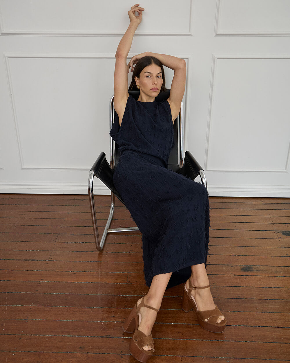 Casey Fringe Tank - Navy