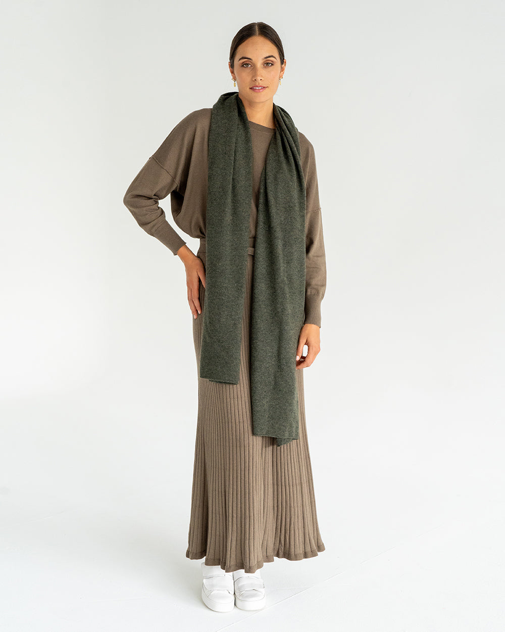 Cashmere Travel Wrap - Khaki - Arlington Milne