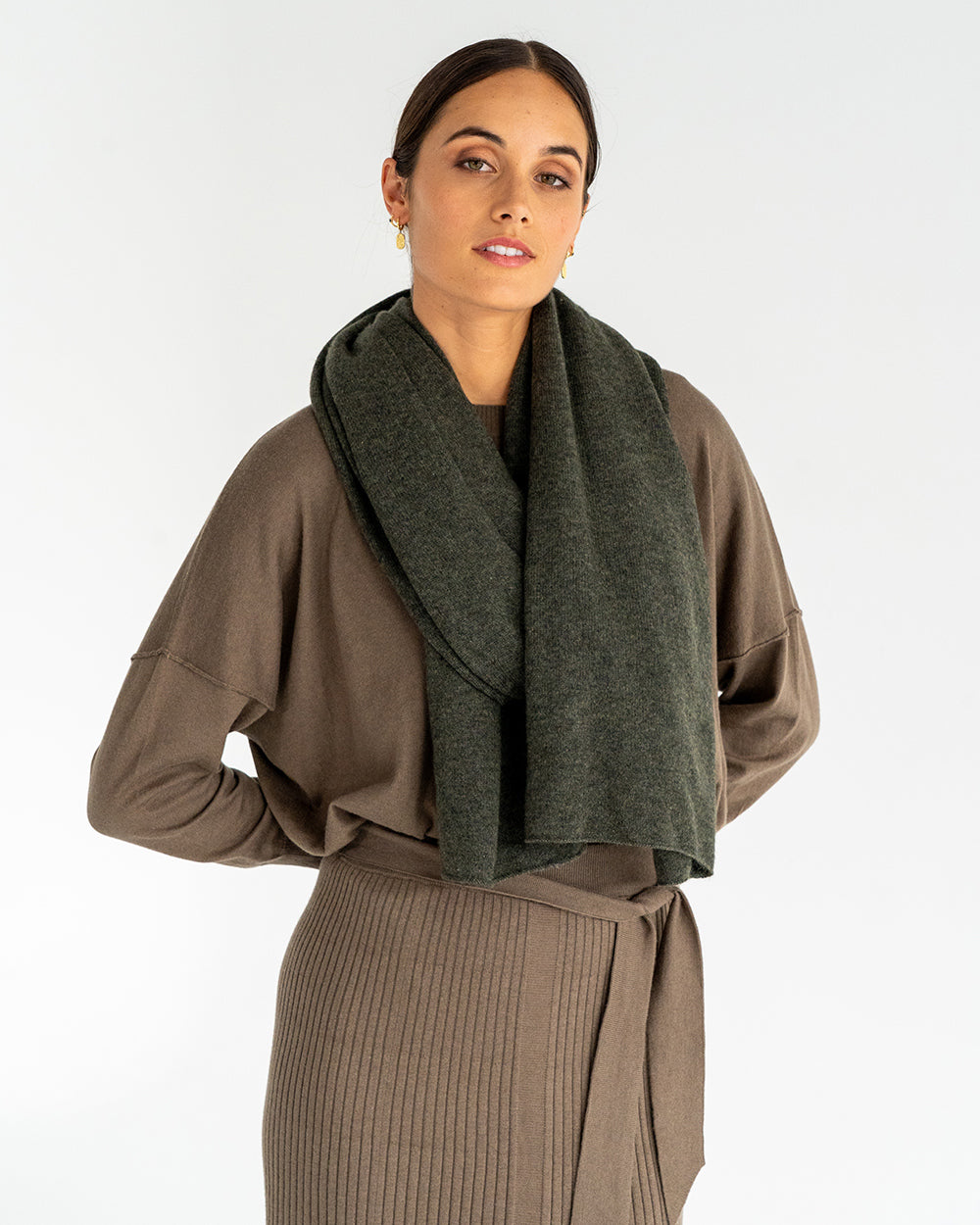 Cashmere Travel Wrap - Khaki - Arlington Milne