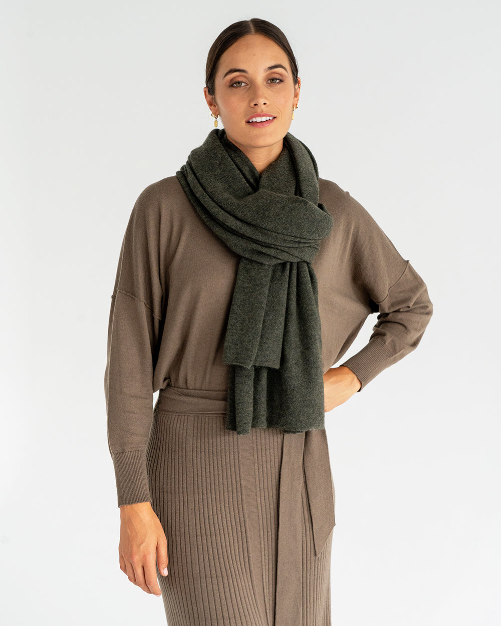 Cashmere Travel Wrap - Khaki - Arlington Milne