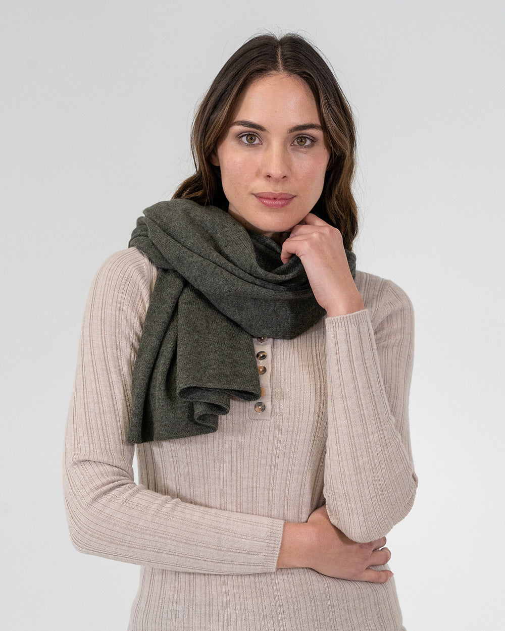 Cashmere Travel Wrap - Khaki - Arlington Milne