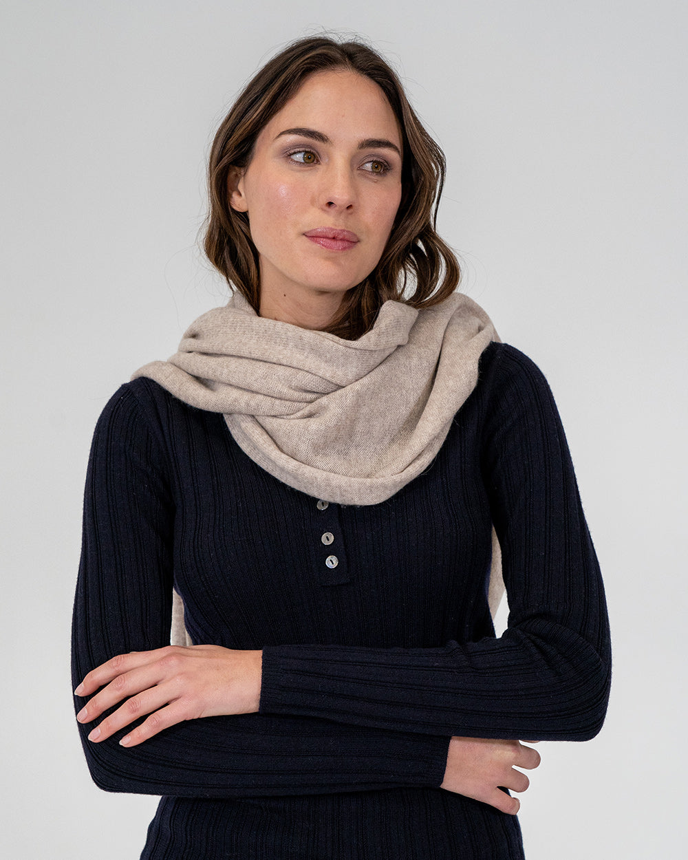 Cashmere Travel Wrap - Light Brown - Arlington Milne