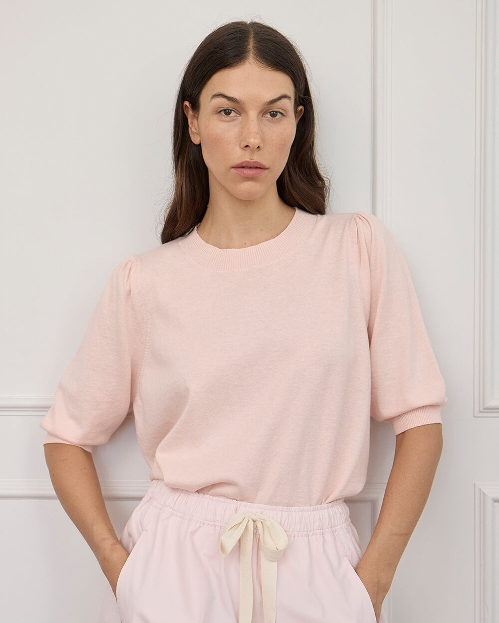 Cath Knit Tee - Baby Pink