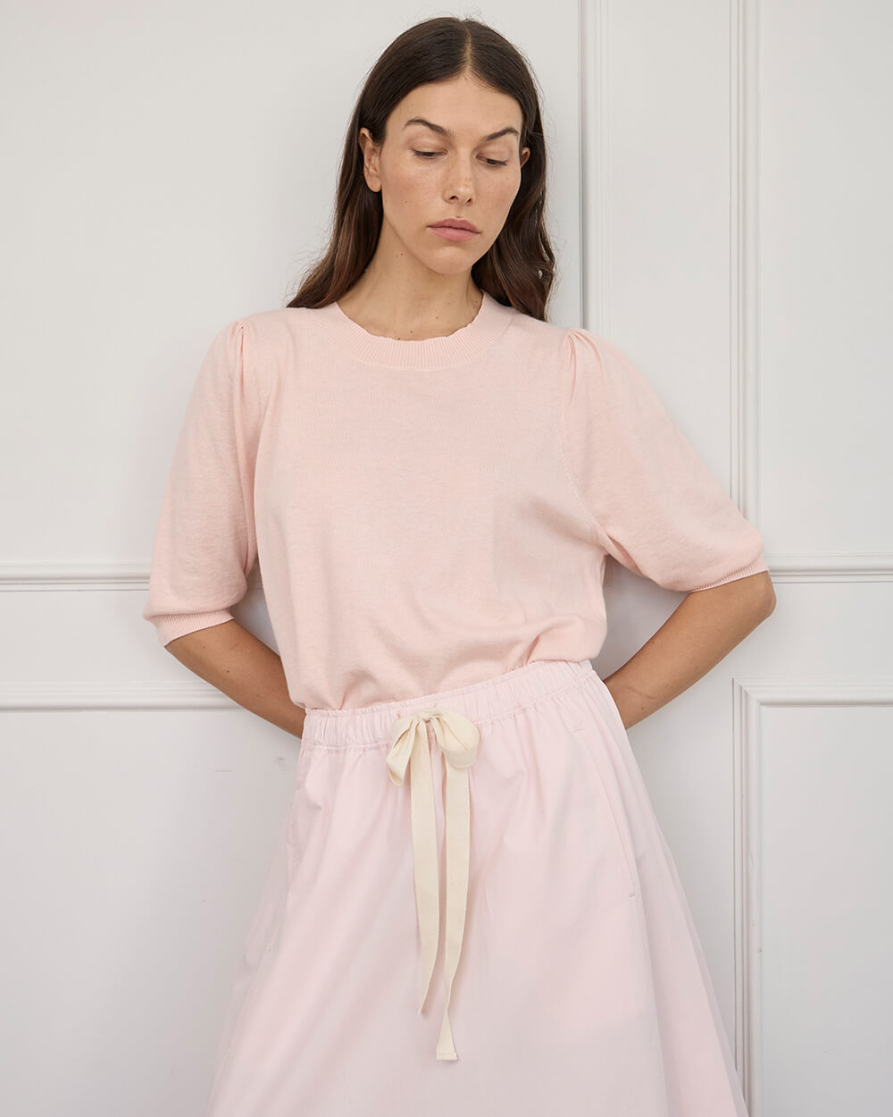 Cath Knit Tee - Baby Pink
