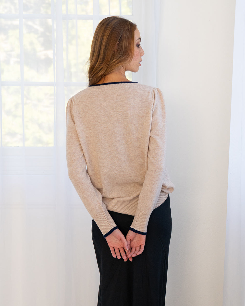 Cath Knit - Blush with Navy