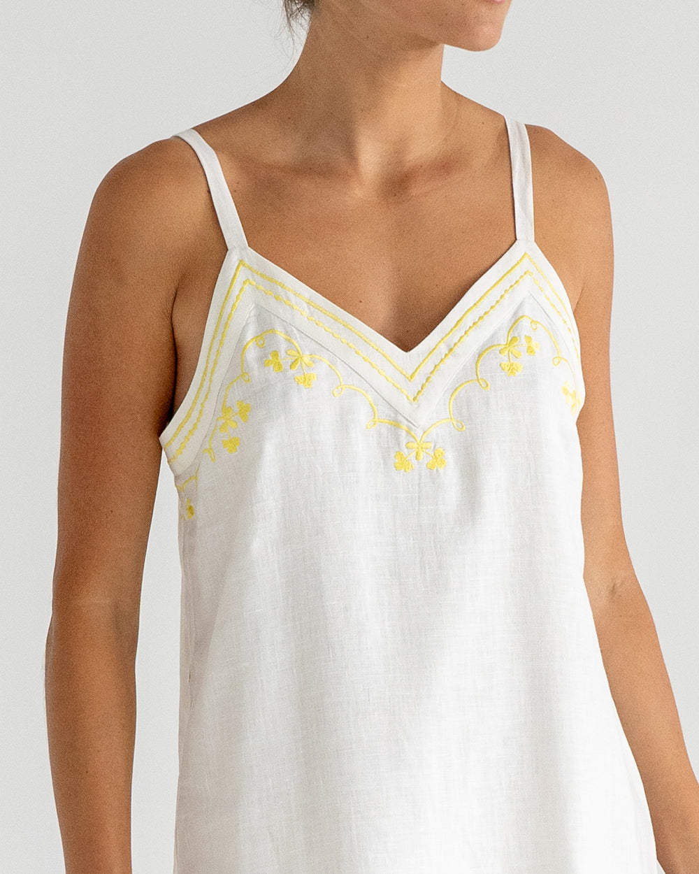 Christina Sundress - Neon Yellow Embroidery