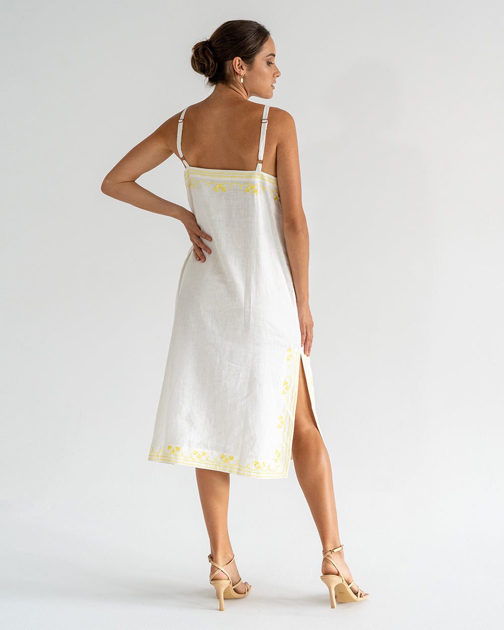 Christina Sundress - Neon Yellow Embroidery