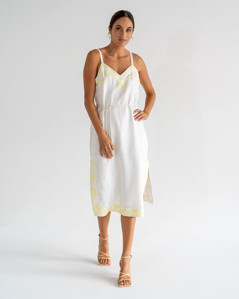 Christina Sundress - Neon Yellow Embroidery