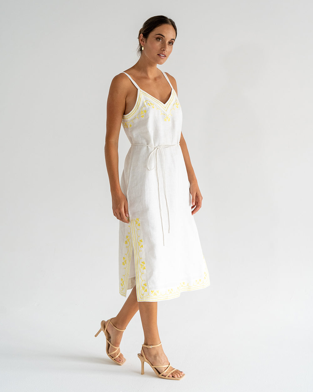 Christina Sundress - Neon Yellow Embroidery