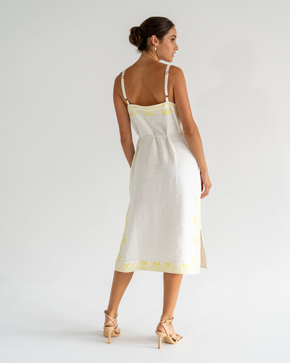 Christina Sundress - Neon Yellow Embroidery