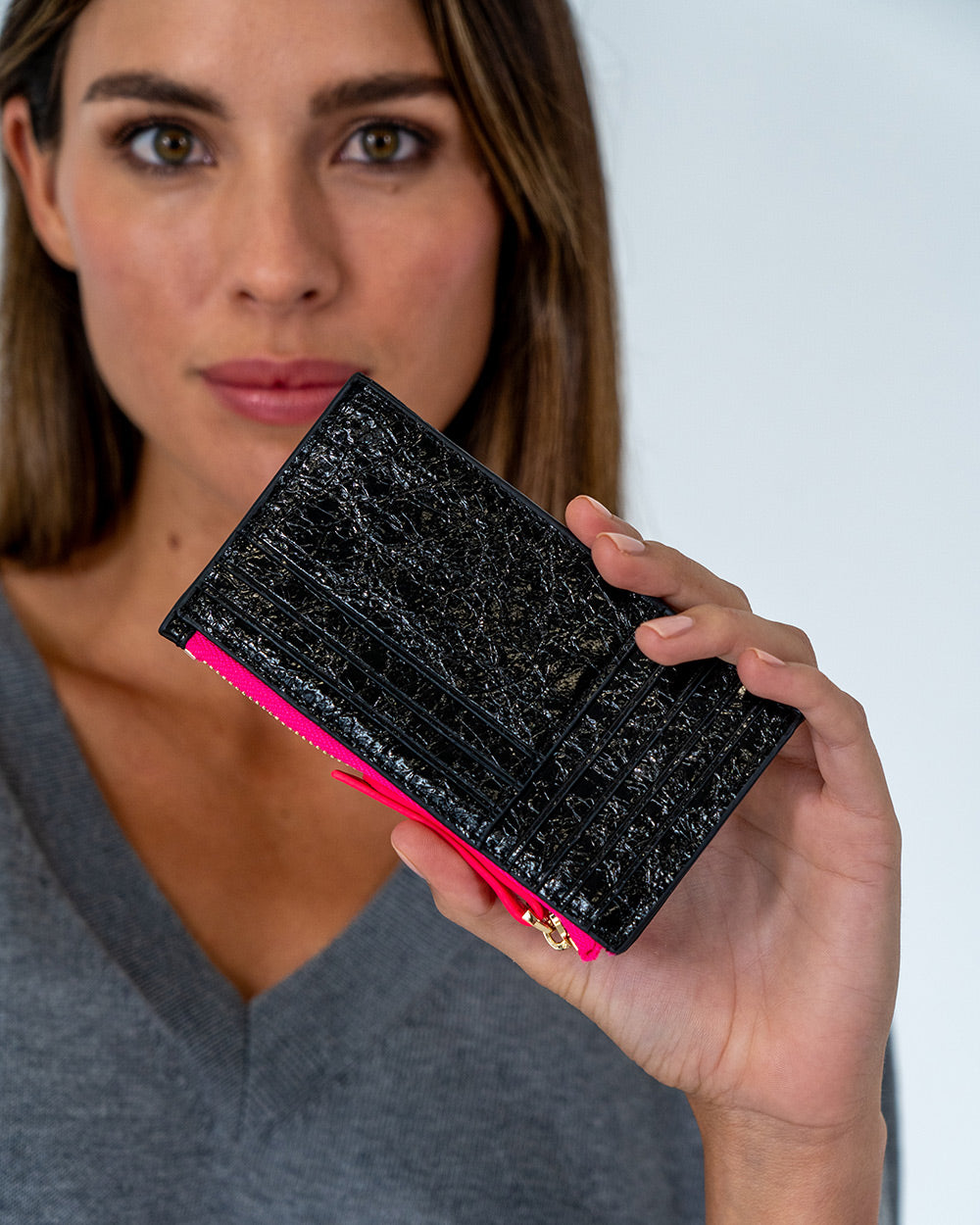 Compact Wallet - Black Crinkle