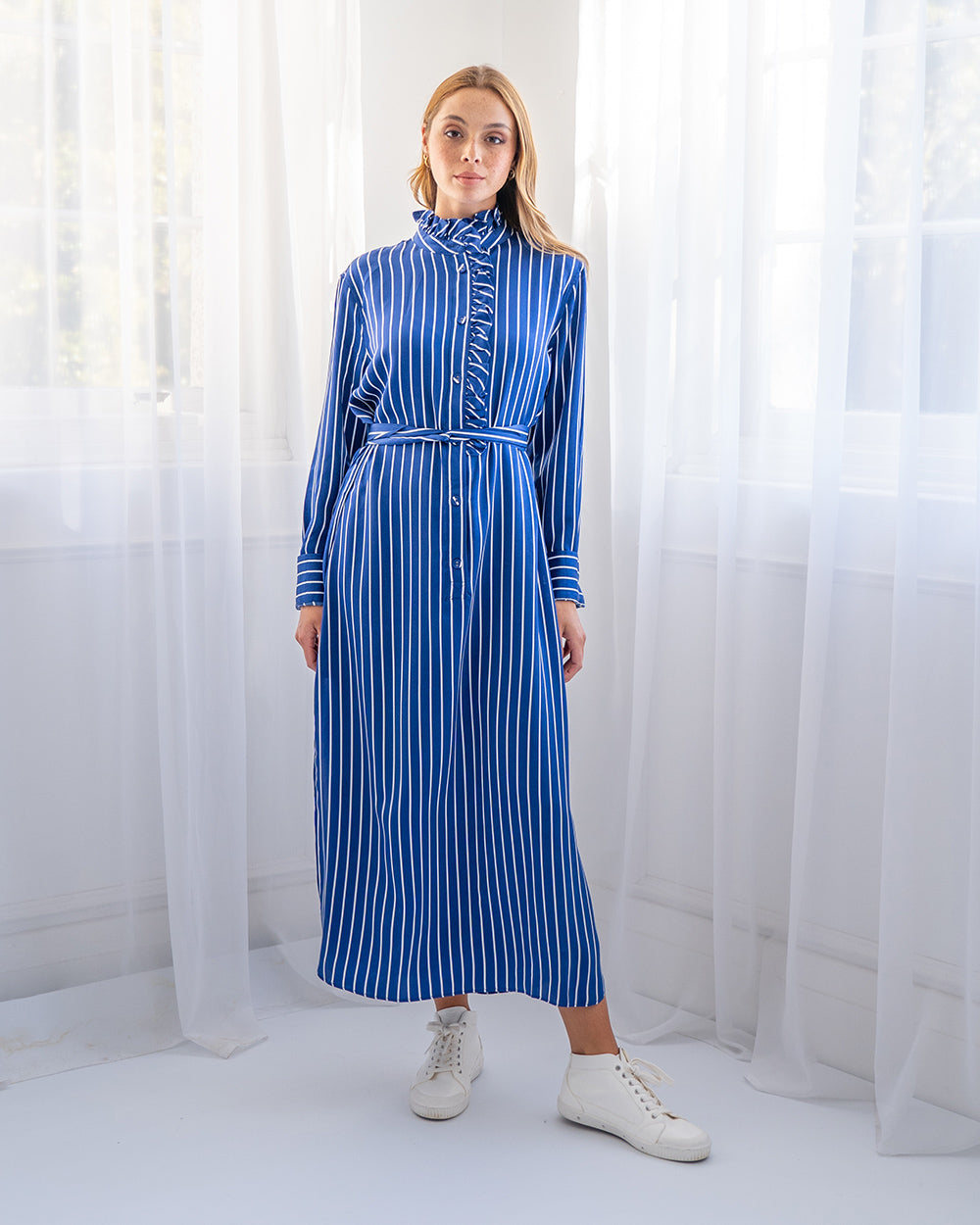 Elise Shirt Dress - French Blue Stripe