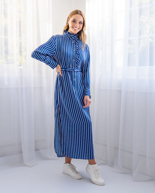 Elise Shirt Dress - French Blue Stripe