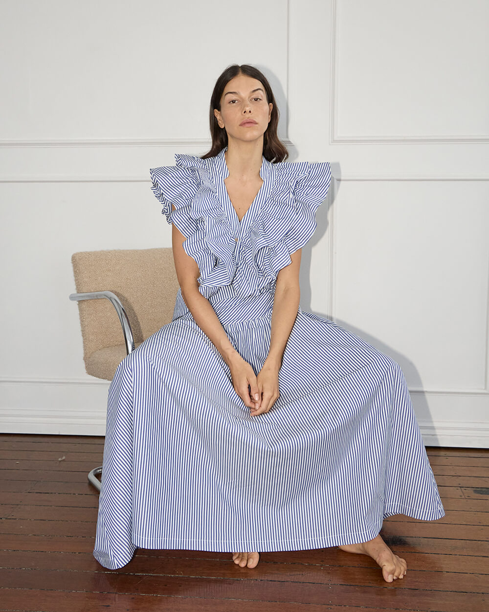 Indie Ruffle Shirt - Stripe Cotton