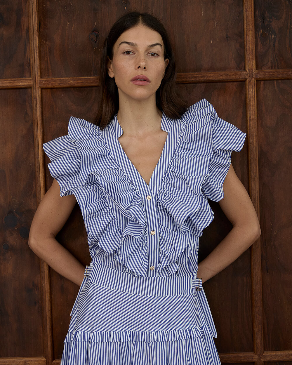 Indie Ruffle Shirt - Stripe Cotton