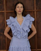 Indie Ruffle Shirt - Stripe Cotton