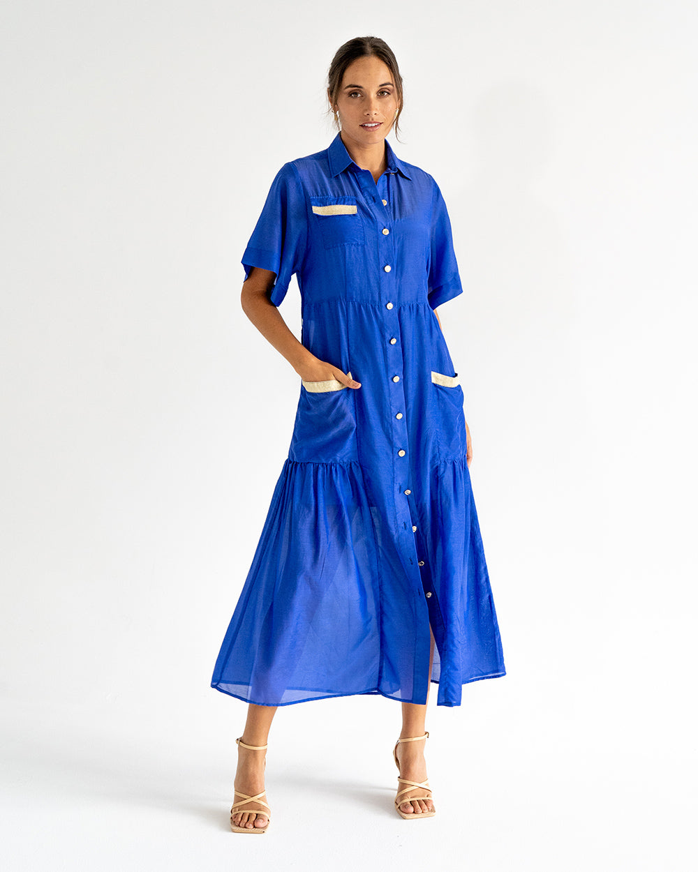 Isabel Maxi Shirt Dress - Cobalt