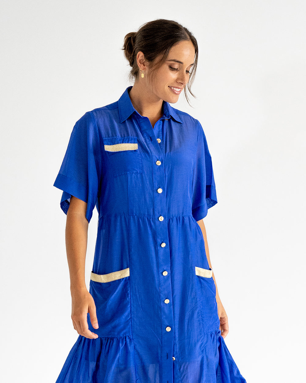 Isabel Maxi Shirt Dress - Cobalt