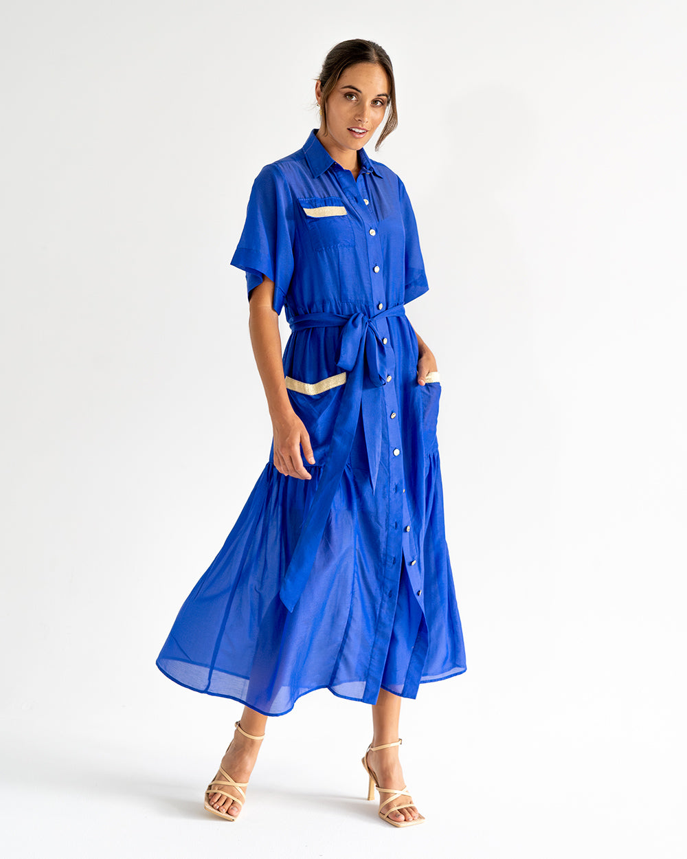 Isabel Maxi Shirt Dress - Cobalt