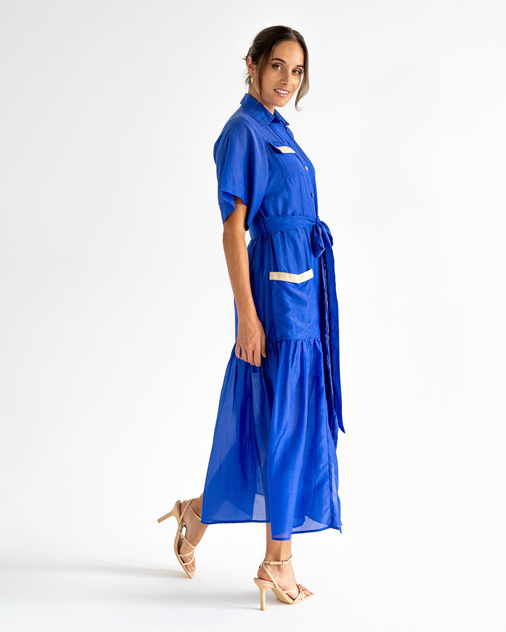 Isabel Maxi Shirt Dress - Cobalt