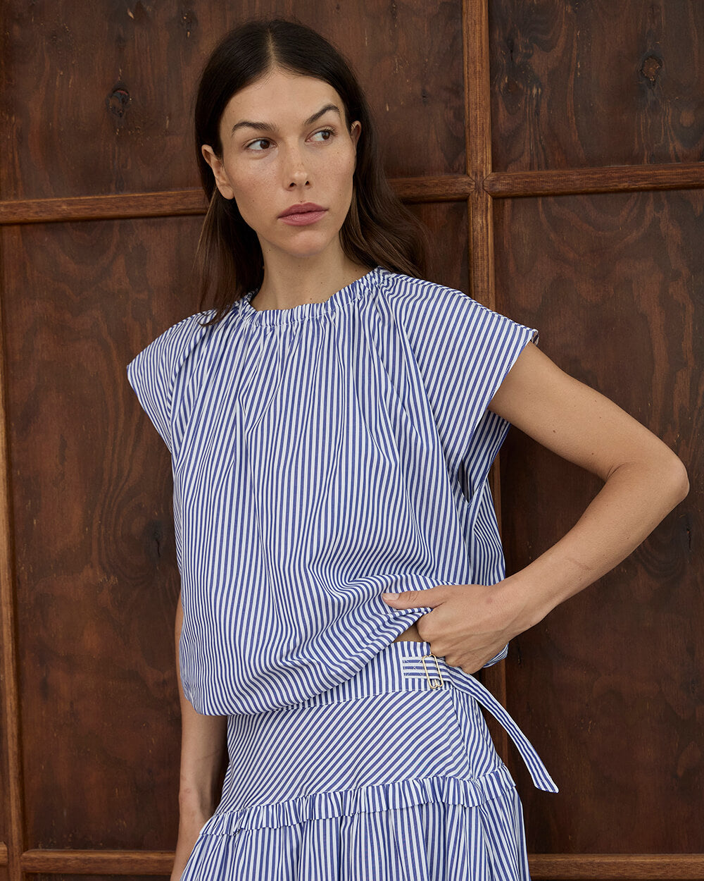 Laura Shell Top - Stripe Cotton