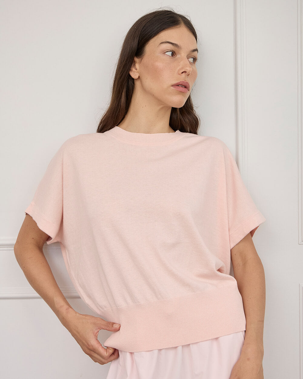 Lucy Knit Tee - Baby Pink