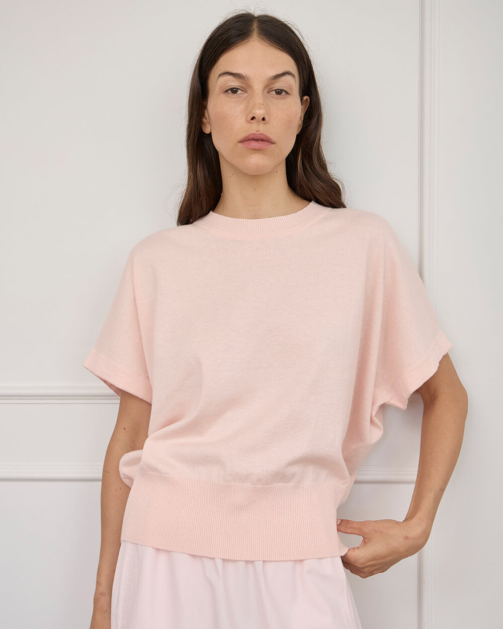 Lucy Knit Tee - Baby Pink