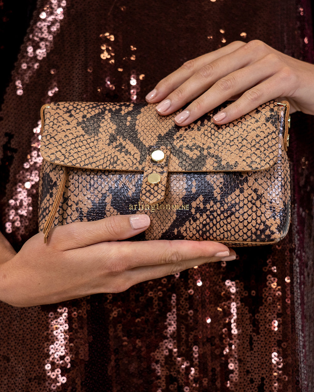 Paige Wallet - Caramel Python - Arlington Milne
