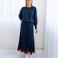 Rebecca Knit Skirt - Navy/Poppy