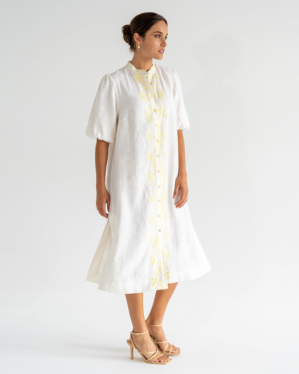 Rosa Dress - Neon Yellow Embroidery