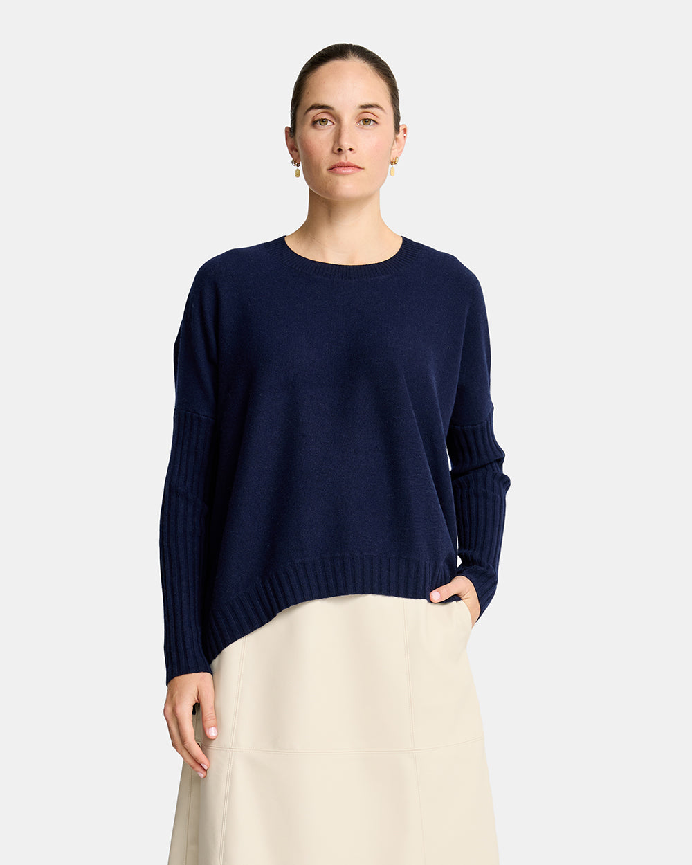 Sadie Crew Neck Knit - Navy