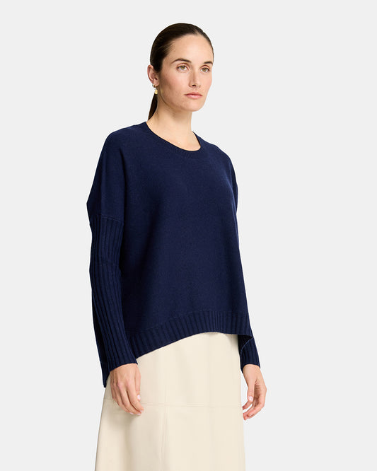 Sadie Crew Neck Knit - Navy