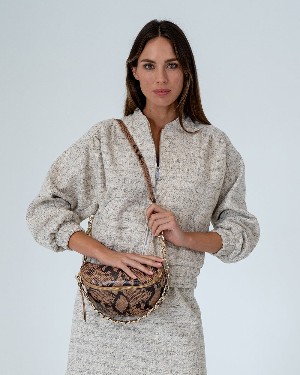 Zara Sling Bag - Caramel Python - Arlington Milne
