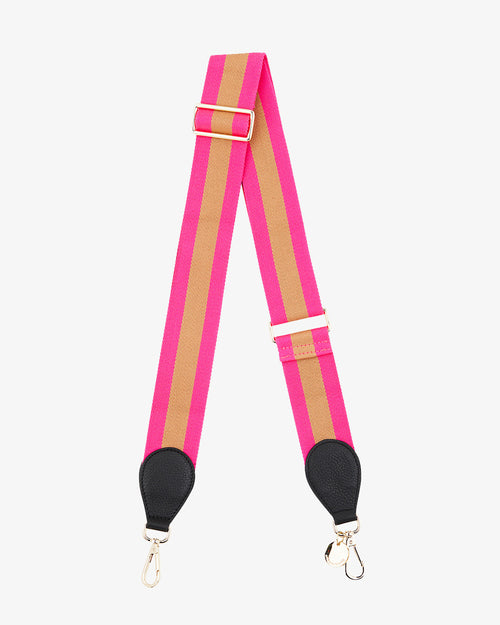 Accent Guitar Strap - Hot Pink/Bronze with Black Tab - Arlington Milne