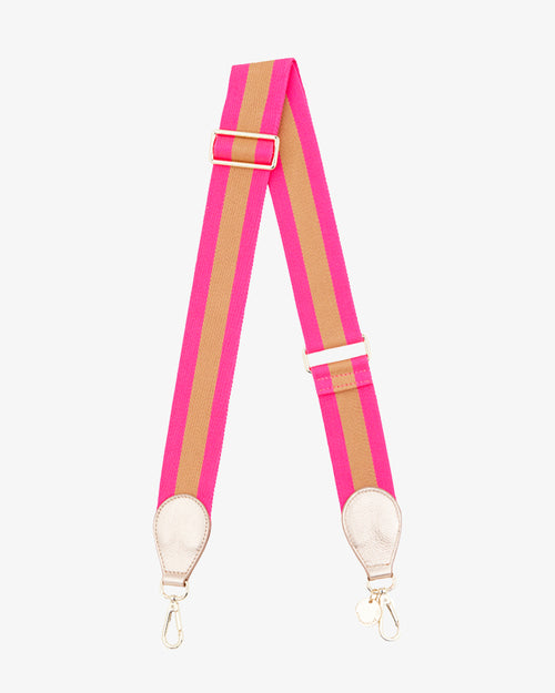 Accent Guitar Strap - Hot Pink/Bronze with Rose Gold Tab - Arlington Milne