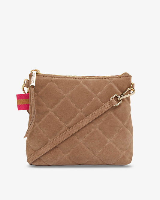 Alexis Crossbody - Quilted Fawn Suede