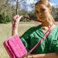 Clara Weave Crossbody - Hot Pink Suede