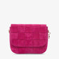 Clara Weave Crossbody - Hot Pink Suede